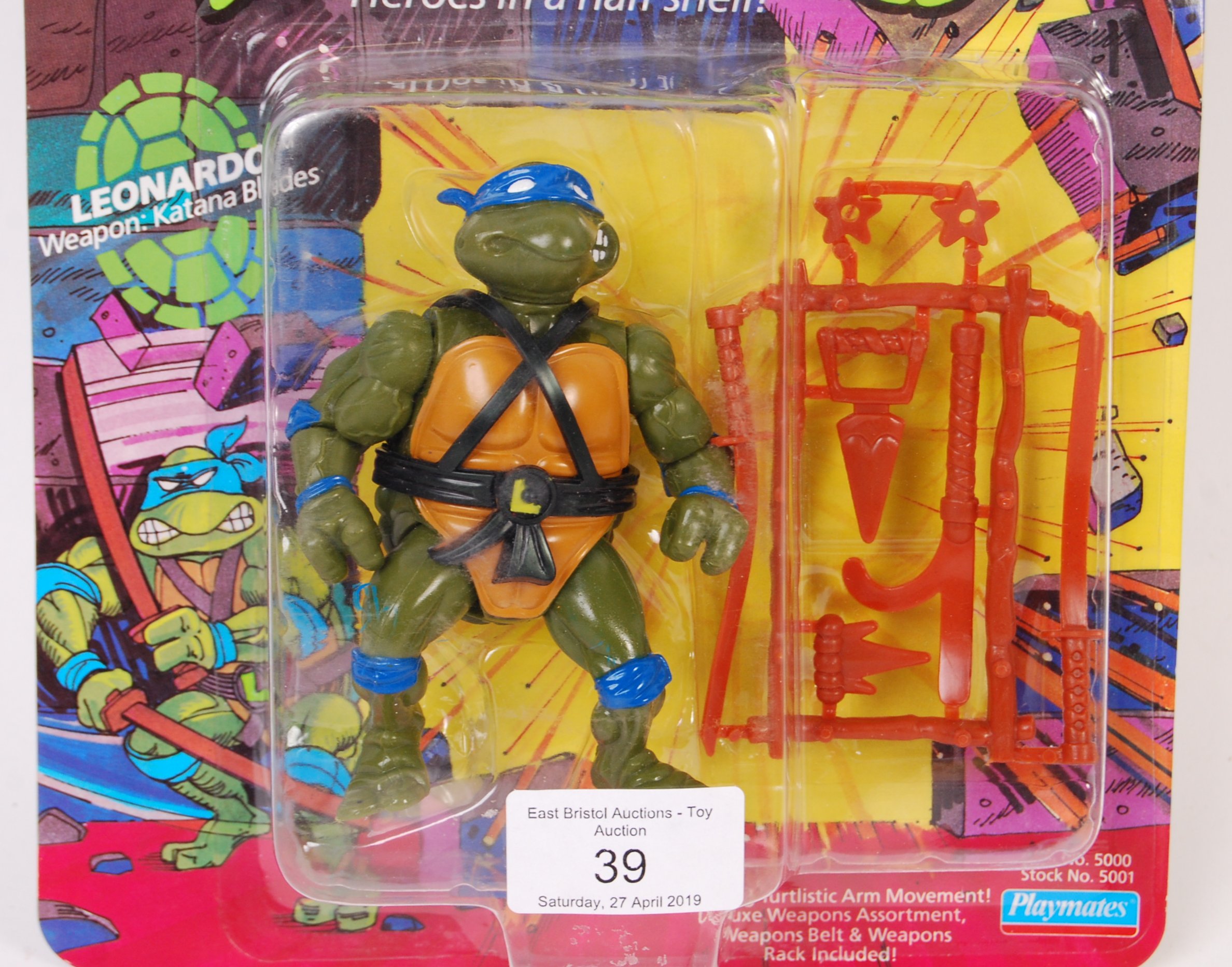 VINTAGE TNMT TEENAGE MUTANT NINJA TURTLES CARDED ACTION FIGURE - Image 2 of 4