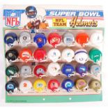 RARE VINTAGE 1970'S NFL SUPER BOWL MINI HELMETS - SHOP DISPLAY CARD