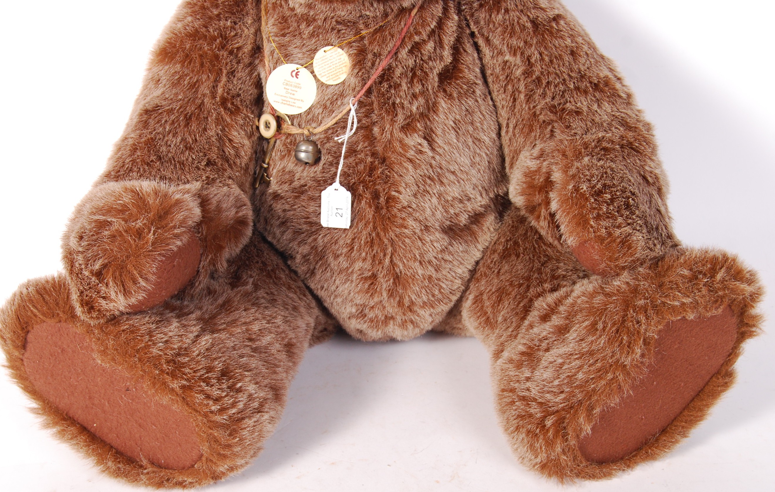 LARGE EXCLUSIVE CHARLIE BEARS TEDDY BEAR ' DREW ' - Image 4 of 5