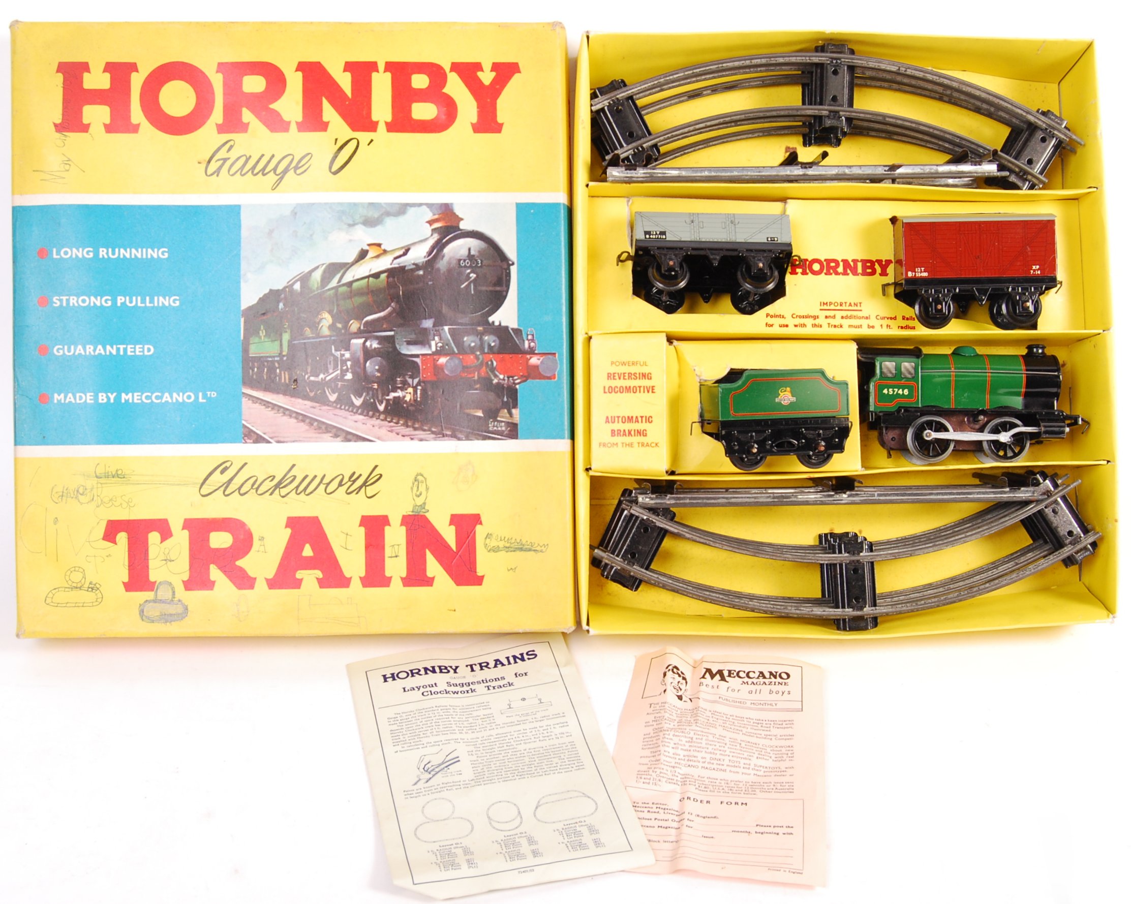 RARE HORNBY CLOCKWORK 0 GAUGE RAILWAY TRAIN SET CLOCKWORK