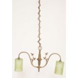 A 20th Century brass ceiling light chandelier in t