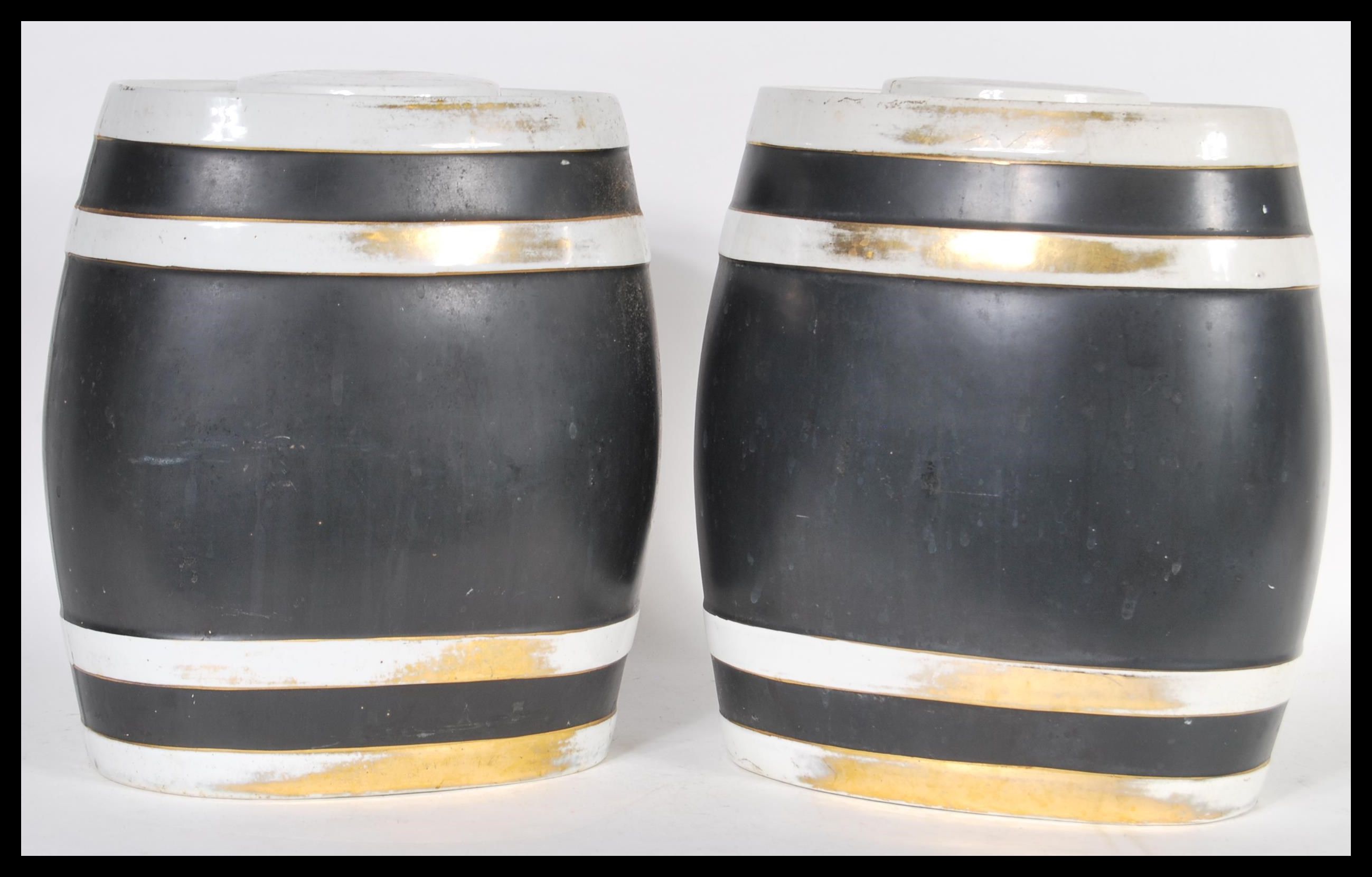 A pair of Staffordshire pottery spirit barrels of - Image 3 of 5