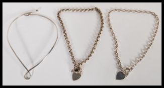 Three large sterling silver necklaces consisting o