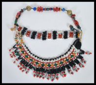 A ethnic glass trade bead choker necklace strung o
