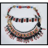 A ethnic glass trade bead choker necklace strung o