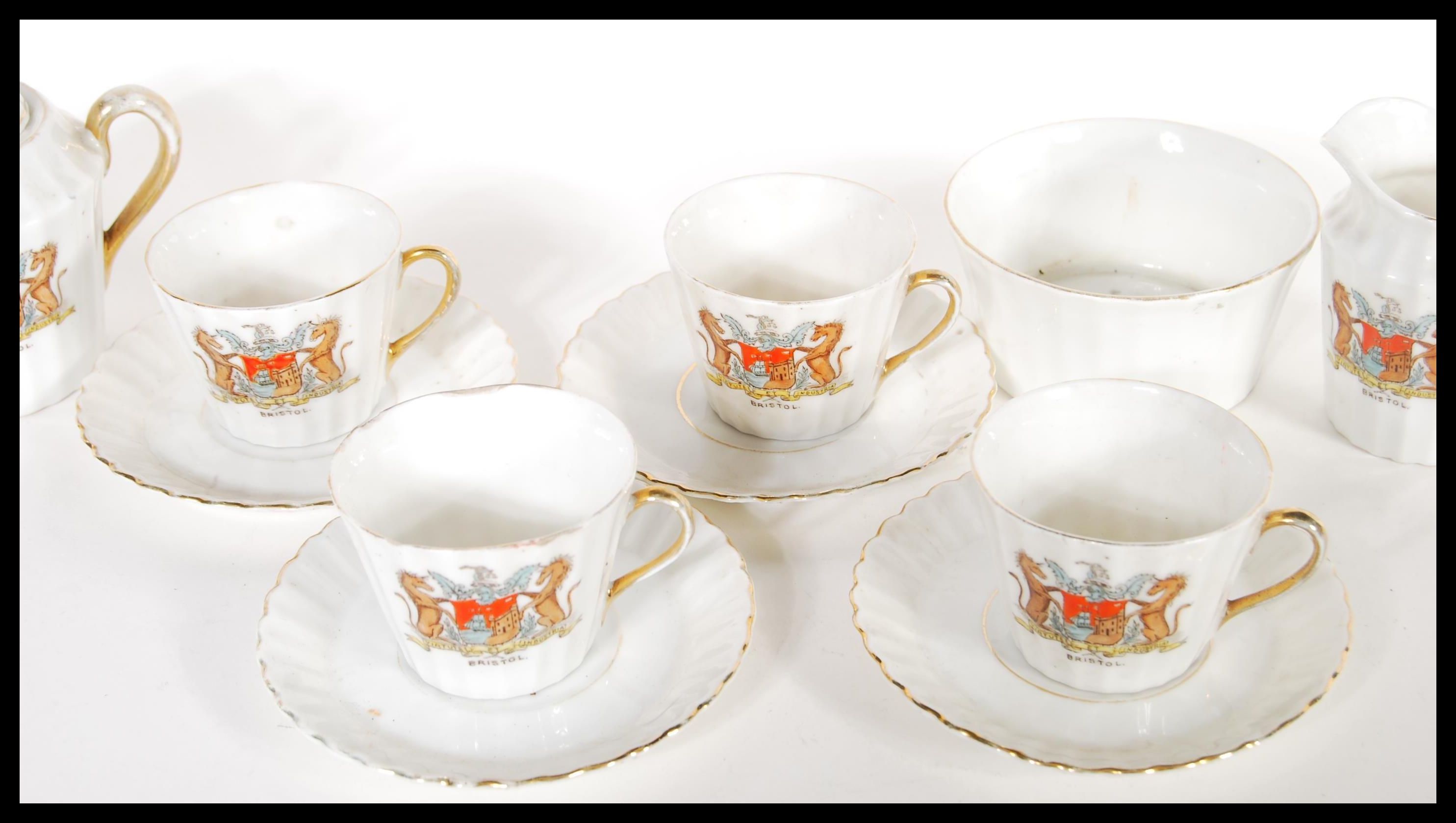 An early 20th Century Bristol crested tea set cons - Image 3 of 5