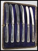 A set of six 20th Century hallmarked silver knives