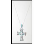 A stamped 925 silver necklace having a crucifix pe