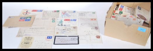 POSTAL HISTORY Shoebox with range of British stamp