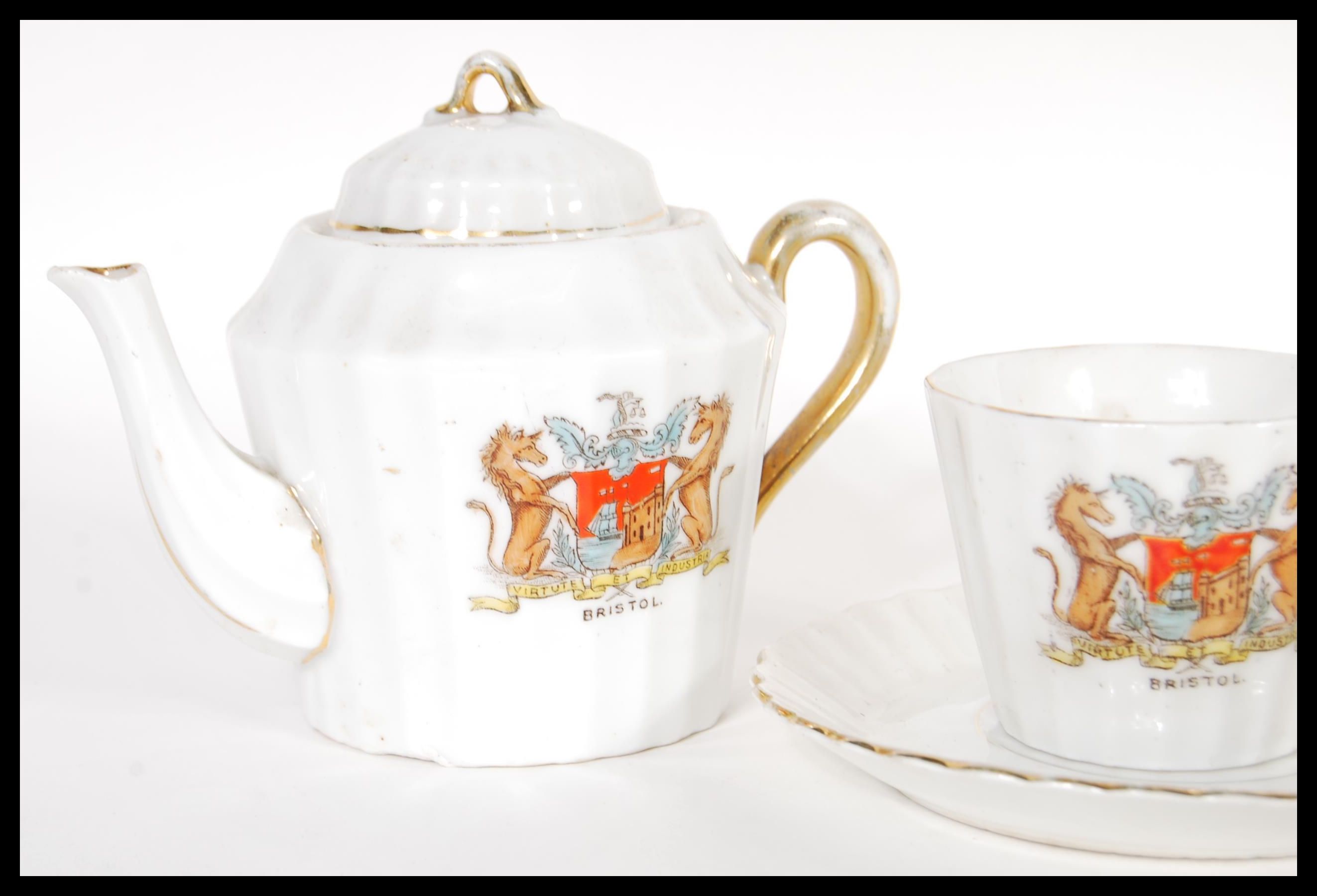 An early 20th Century Bristol crested tea set cons - Image 2 of 5