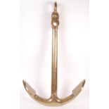 POST-WWII LARGE BRASS NAVAL ANCHOR - 1952 STAMPED