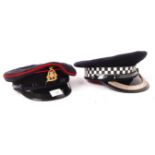 VINTAGE POLICE PEAKED CAP & ROYAL ARMY ORDNANCE CORPS CAP