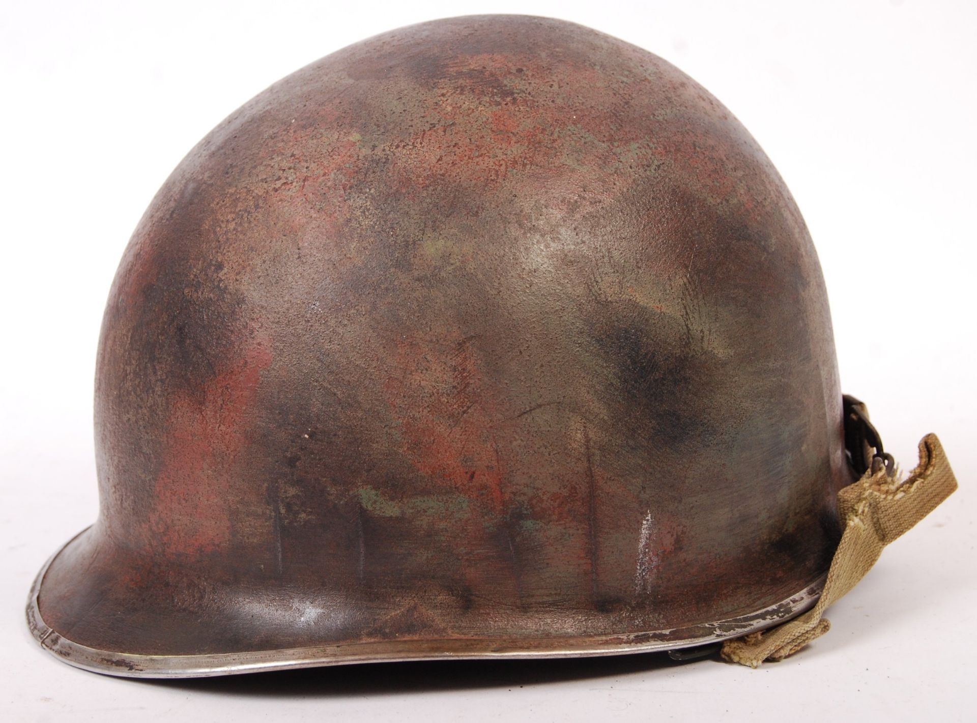 RARE WWII US ARMY INFANTRY M1 COMBAT HELMET WITH CAMOUFLAGE