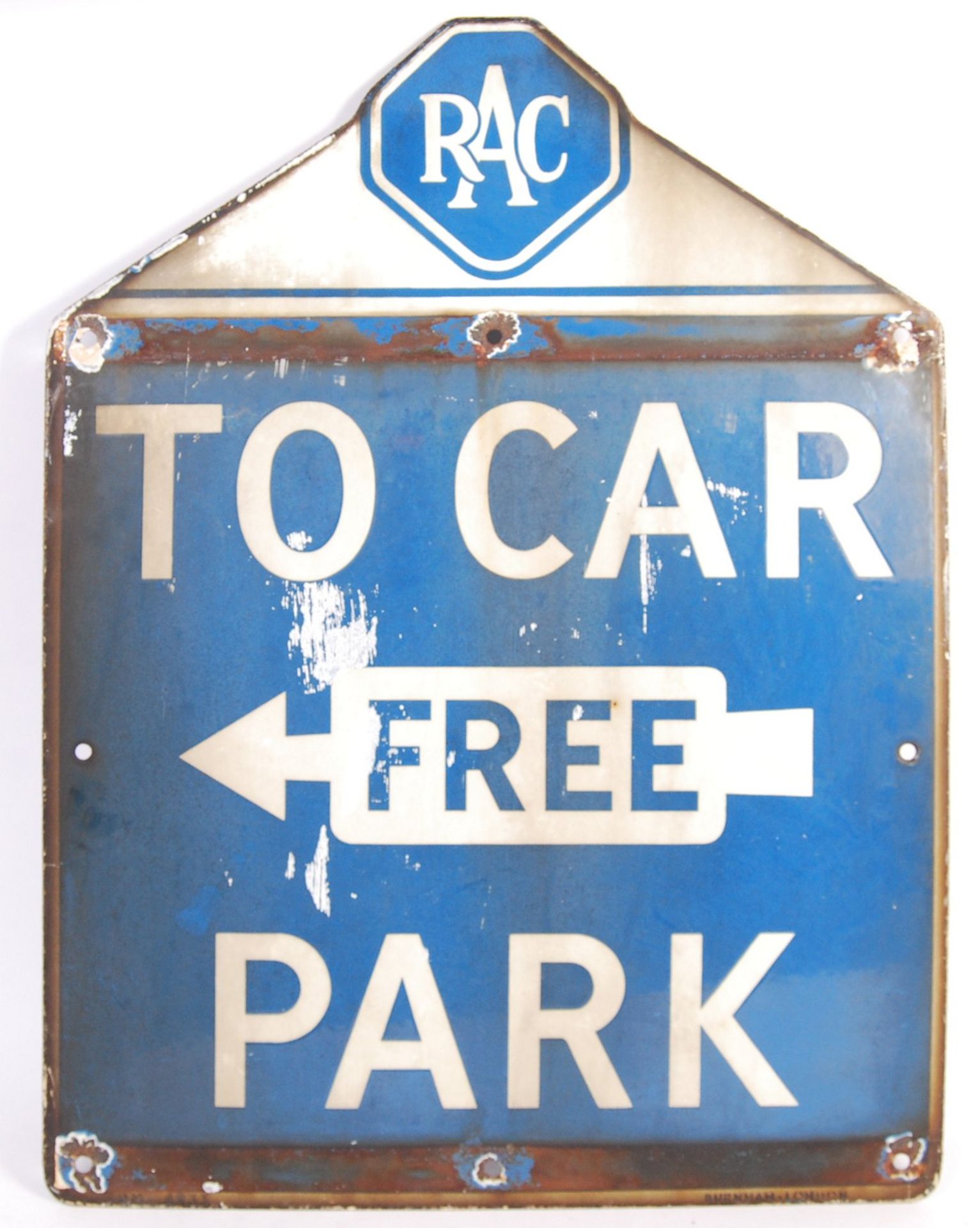 RARE VINTAGE RAC ' TO CAR PARK ' ENAMEL ADVERTISING SIGN - Bild 4 aus 4