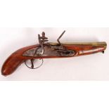 19TH CENTURY FLINTLOCK PISTOL WITH BRASS BARREL