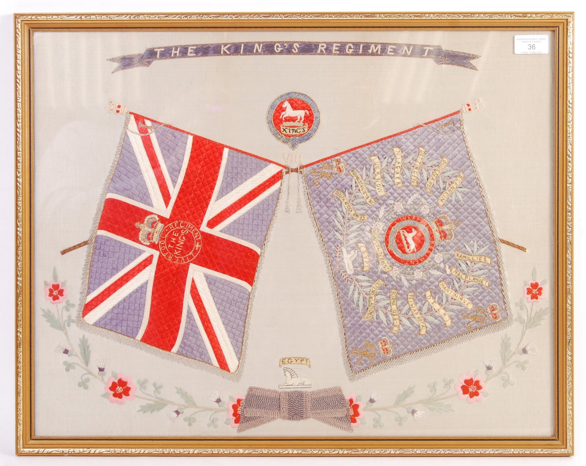 THE KING'S REGIMENT HAND MADE SILK COMMEMORATIVE PANEL
