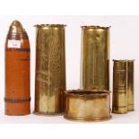 WORLD WAR ARTILLERY SHELL AND BOMB SHELL CASINGS