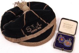 RARE VICTORIAN RUGBY FOOTBALL HONOURS CAP & BADGES