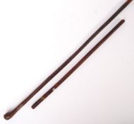 TWO VINTAGE WWI FIRST WORLD WAR LEATHER COVERED SWAGGER STICKS