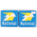 NATIONAL BENZOLE GARAGE FORECOURT PERSPEX WALL PLAQUES / SIGNS