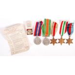 WWII SECOND WORLD WAR MEDAL GROUP WITH ISSUE CARD