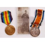 WWI FIRST WORLD WAR MEDAL PAIR W/PHOTOGRAPH