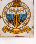 RARE VINTAGE NAAFI NAVY, ARMY & AIR FORCE ENAMEL ADVERTISING SIGN