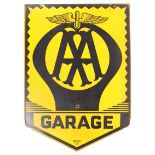 ORIGINAL AA ' GARAGE ' ADVERTISING POINTED ENAMEL SIGN