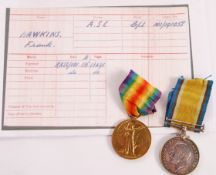 WWI FIRST WORLD WAR MEDAL PAIR TO A CORPORAL IN THE ASC