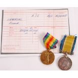 WWI FIRST WORLD WAR MEDAL PAIR TO A CORPORAL IN THE ASC
