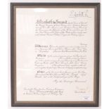 PRINCE CHARLES SIGNED WARRANT ORDER OF BATH FRAMED