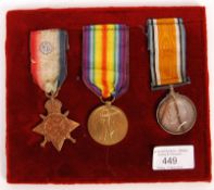 WWI FIRST WORLD WAR MEDAL TRIO TO PRIVATE IN THE RAMC