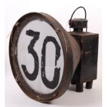 RARE BRISTOL INTEREST VINTAGE RAILWAY SPEED NOTICE OIL LAMP