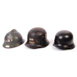 COLLECTION OF WWI & WWII STEEL UNIFORM HELMETS
