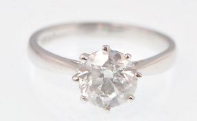 18CT WHITE GOLD SINGLE STONE DIAMOND RING WITH 1.6CT 8 PRONG SETTING