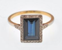 1920'S 18CT GOLD ART DECO SAPPHIRE AND DIAMOND FRENCH RING