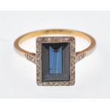 1920'S 18CT GOLD ART DECO SAPPHIRE AND DIAMOND FRENCH RING