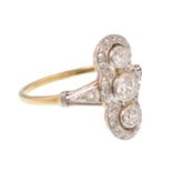 18CT GOLD PLATINUM AND DIAMOND ART DECO RING 0.75CT