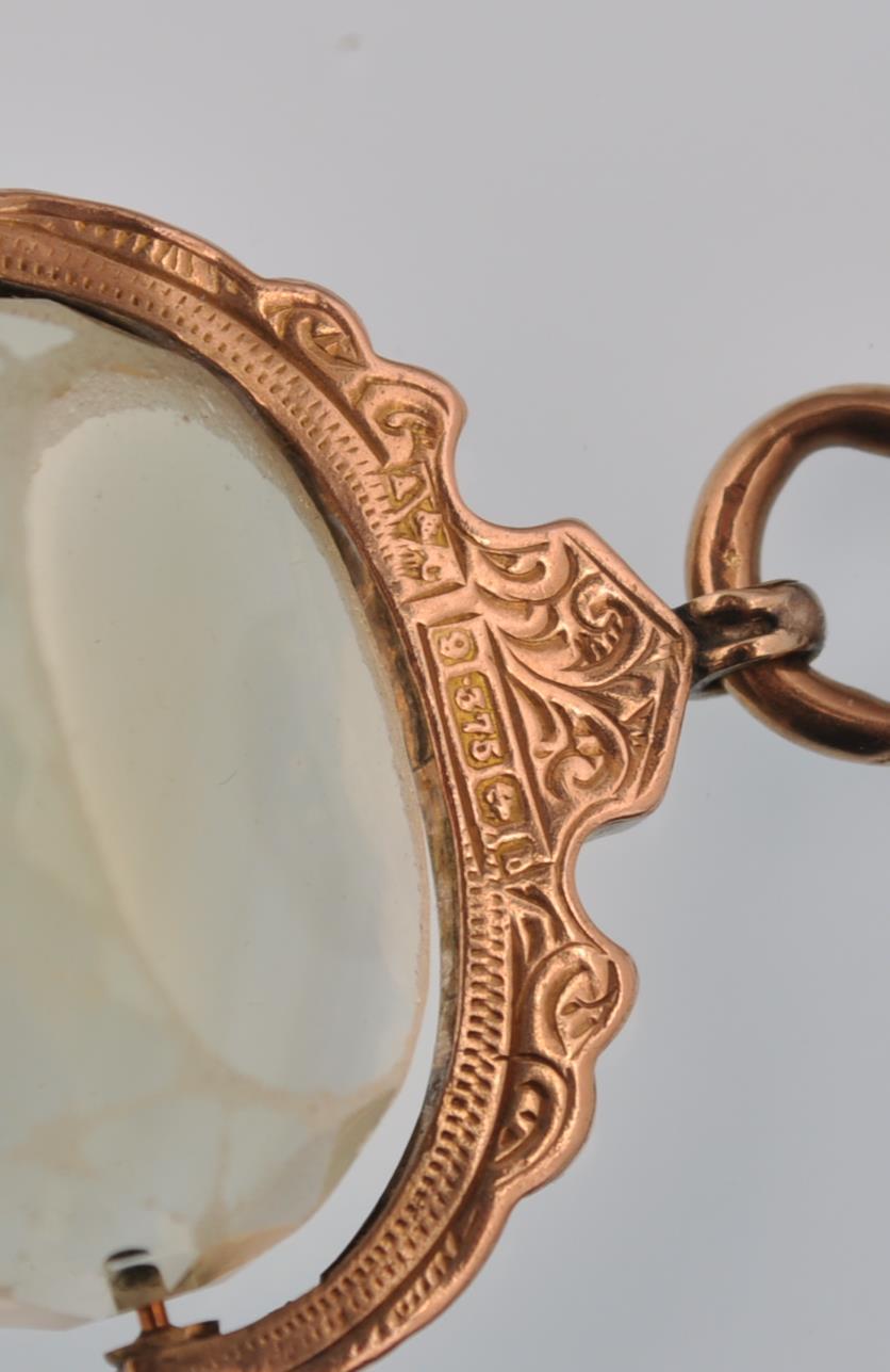 EDWARDIAN 9CT GOLD AND CUT CITRINE SWIVEL FOB - Image 4 of 4