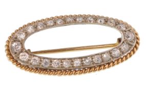 A 1920s 15ct GOLD AND DIAMOND BROOCH PIN