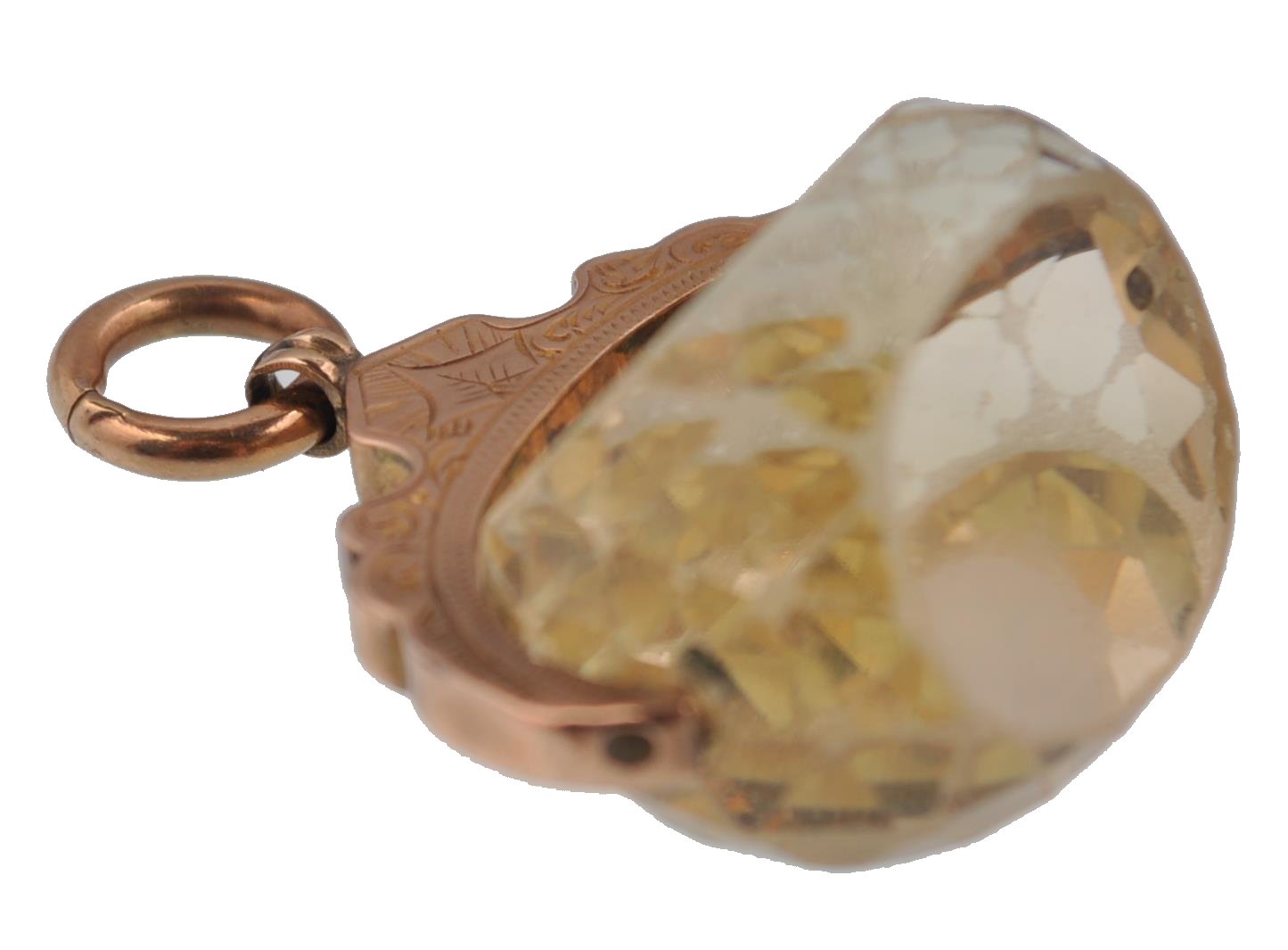 EDWARDIAN 9CT GOLD AND CUT CITRINE SWIVEL FOB - Image 2 of 4