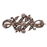 VICTORIAN SILVER & GOLD BOLD CUT DIAMOND BROOCH