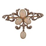 19TH CENTURY VICTORIAN GOLD OPAL AND DIAMOND LADIES BROOCH