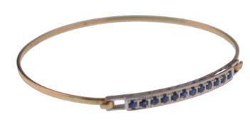 9CT GOLD & SAPPHIRE LADIES PAVE SET BRACELET WITH FOLD OVER CLASP