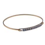 9CT GOLD & SAPPHIRE LADIES PAVE SET BRACELET WITH FOLD OVER CLASP