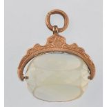 EDWARDIAN 9CT GOLD AND CUT CITRINE SWIVEL FOB