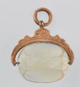 EDWARDIAN 9CT GOLD AND CUT CITRINE SWIVEL FOB