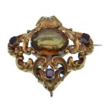 VICTORIAN CITRINE AND GARNET BROOCH