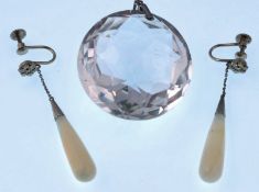 A pair of 14ct white gold and opal drop earrings t