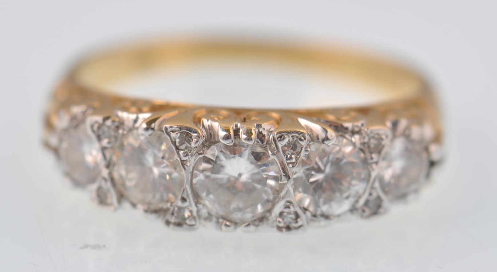 18CT GOLD AND 5 STONE DIAMOND RING APPROX 0.85CT - Image 5 of 7